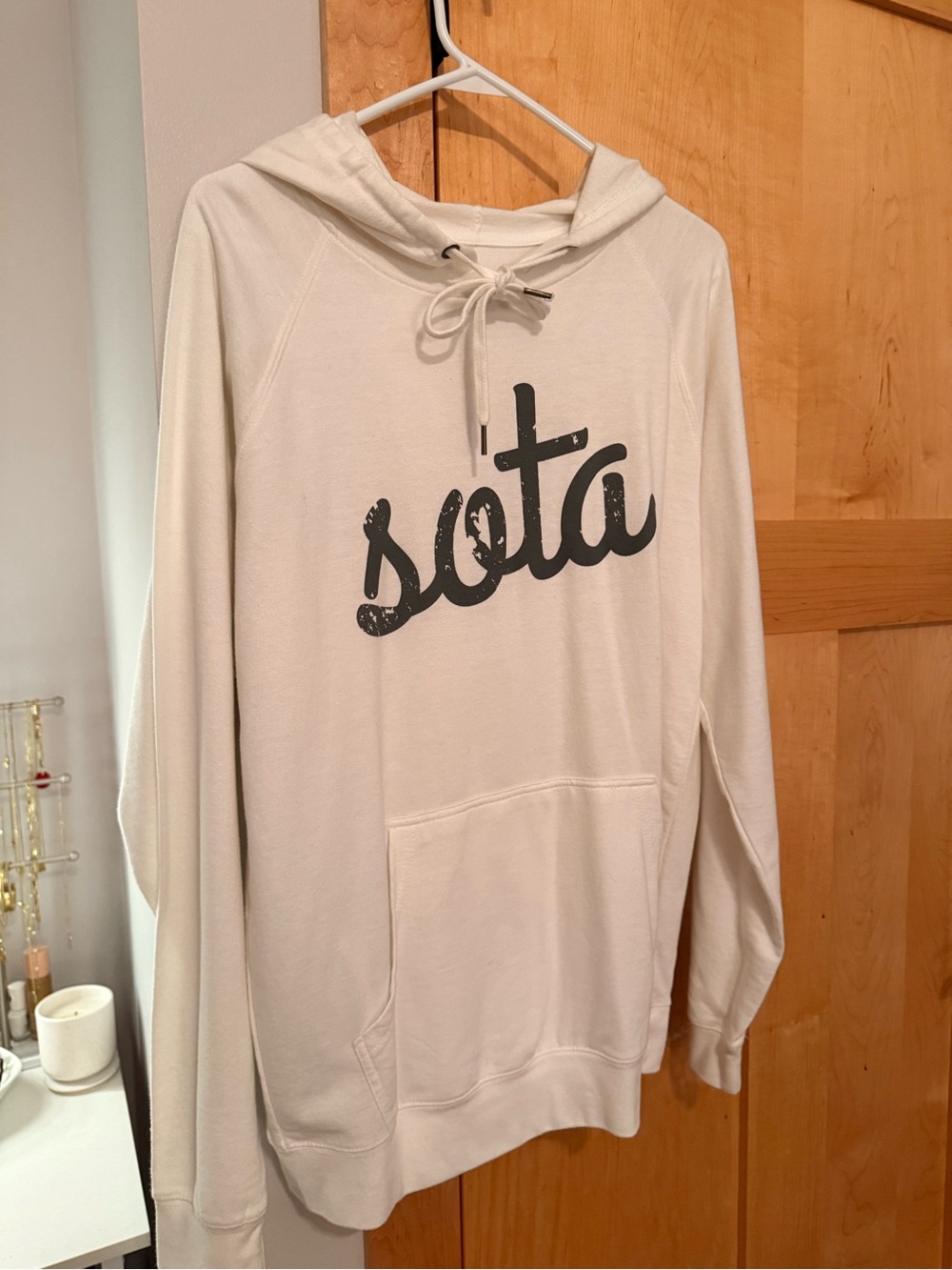 Sota White Hoodie with Black Script Logo
